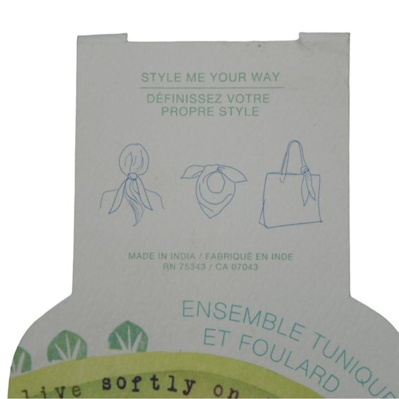 Sigrid Olsen Scarf 22 X 22 Orange Cotton Geomtric Fans New with tags - Picture 4 of 4